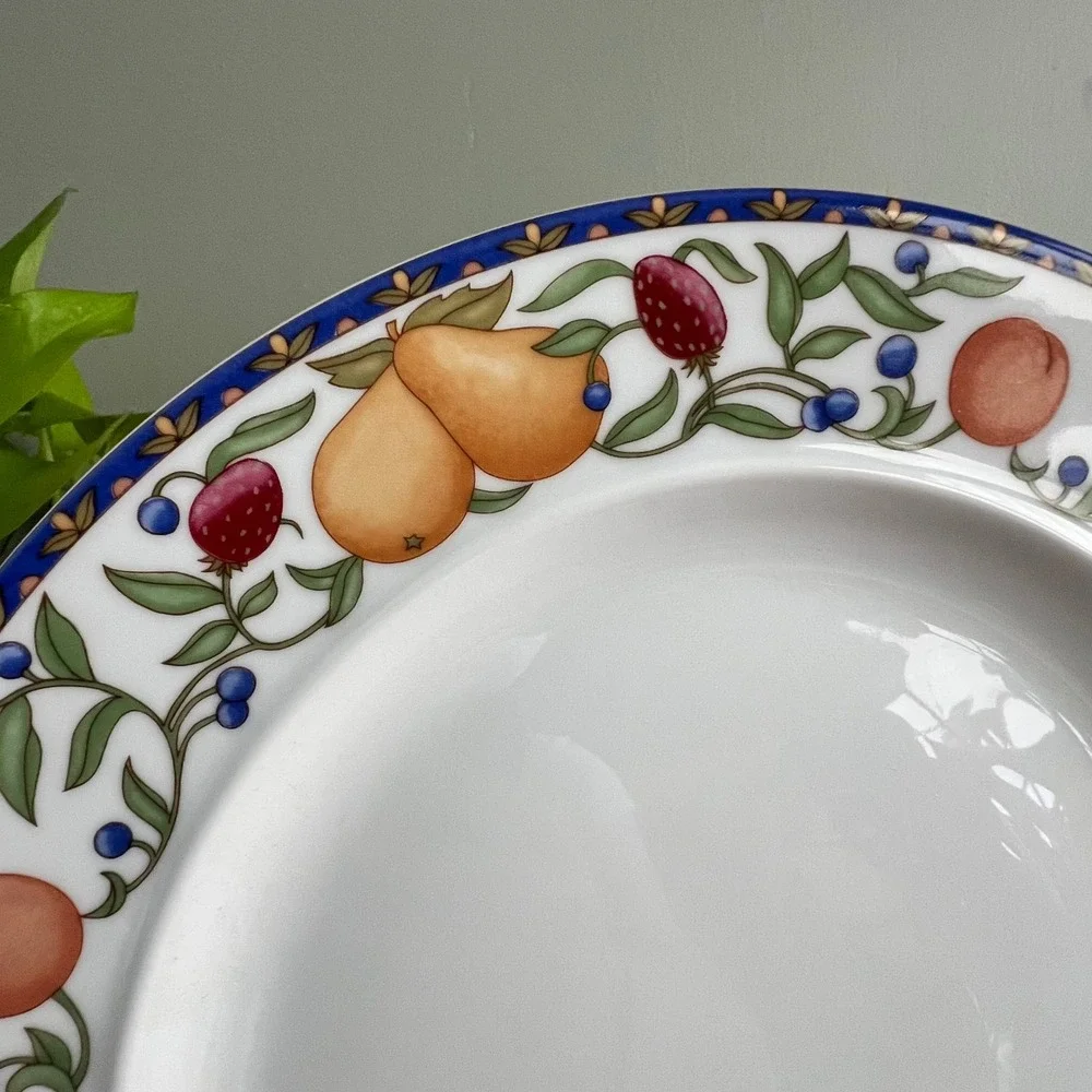 Dansk Fiance Fruits Dinner Plate 11 Inch Replacement Porcelain Fruit Vine Blue